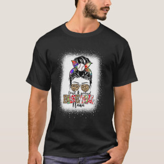 Loud en proud honkbal nana leopard Messy Bun Mot T-shirt