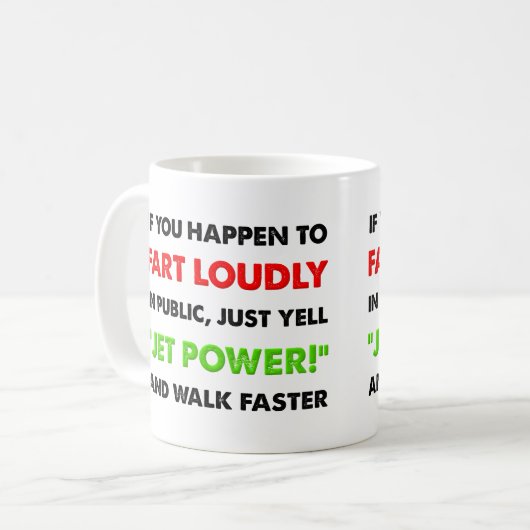 Loud Fart Jet Power Funny Mug Koffiemok (Voorkant links)