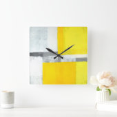 'Loud' grijze en gele Abstracte kunst Vierkante Klok (Huis)