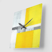 'Loud' grijze en gele Abstracte kunst Vierkante Klok (Hoek)