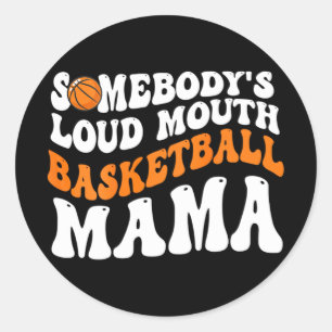 Loud Mond Basketbal Mama Retro Wavy Groovy Ronde Sticker