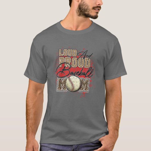 Loud Proud Baseball Ma Leopard Softball Player Mo T-shirt (Voorkant)