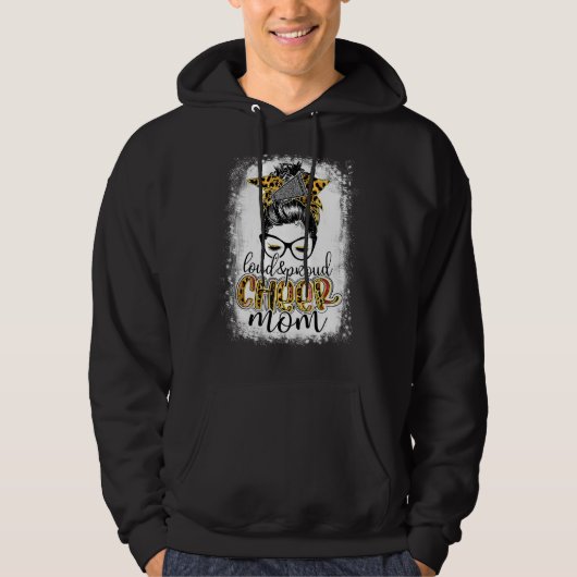 Loud & Proud Cheer Mam Messy Bun Leopard Hoodie (Voorkant)