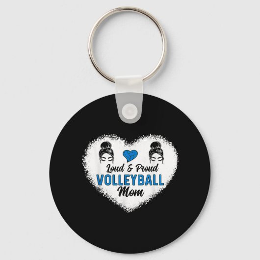 Loud & proud Volleyball Mam Messy Bun Hair Moeder' Sleutelhanger (Voorkant)