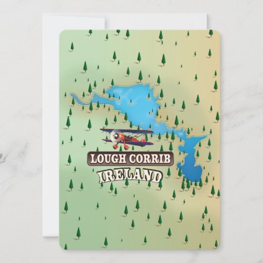 Lough Corrib Ierland Vintage Kaart. (Voorkant)