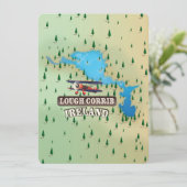 Lough Corrib Ierland Vintage Kaart. (Staand voorkant)