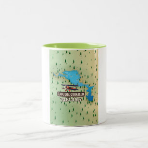 Lough Corrib Ierland Vintage Kaart. Tweekleurige Koffiemok