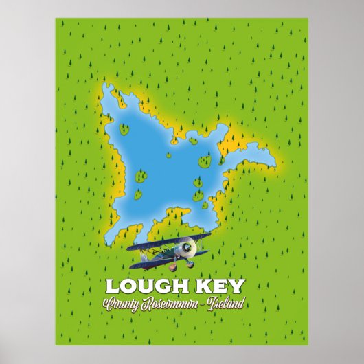 Lough Key County Roscommon, Ierland kaart Poster (Voorkant)