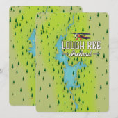 Lough Ree Ierland Vintage Kaart. (Voorkant / Achterkant)