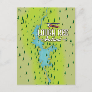 Lough Ree Ierland Vintage Kaart. Briefkaart