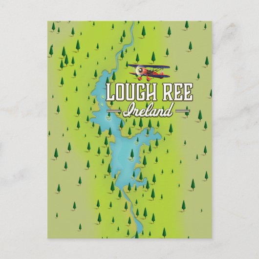 Lough Ree Ireland Map. Briefkaart (Voorkant)