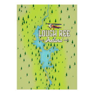 Lough Ree Ireland  Map. Foto Afdruk