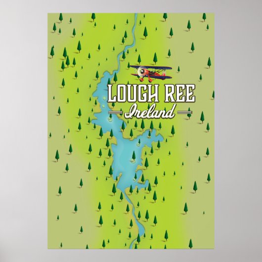 Lough Ree Ireland  Map. Poster (Voorkant)
