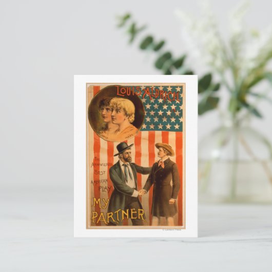 Louis Aldrich in Mijn partner Theatrisch Spel Briefkaart (Staand voorkant)