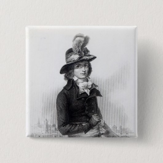 Louis Antoine de Saint-Just Vierkante Button 5,1 Cm (Voorkant)