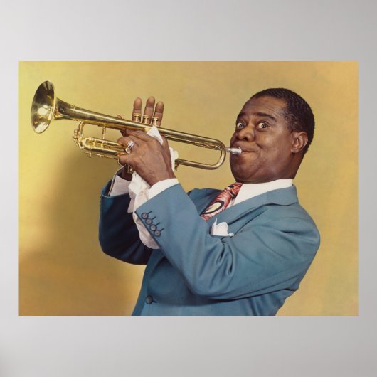 Louis Armstrong – kleurenjazzportret Poster (Voorkant)