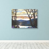 Louis Comfort Tiffany - Glas in lood 4 Magnolias Canvas Afdruk (Insitu (Houten vloer))