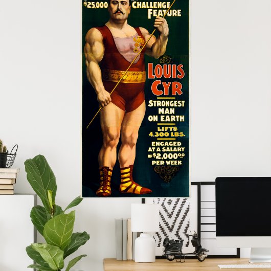 Louis Cyr, sterkste Man op aarde Poster (Thuiskantoor)