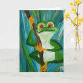 LOUIS de grappige kikker - Wenskaart Kaart (Gele Bloem)