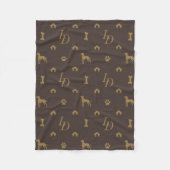 Louis Doberman Silhouette Monogram Luxury Dog Fleece Deken (Voorkant)