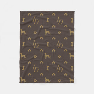 Louis Doberman Silhouette Monogram Luxury Dog Fleece Deken