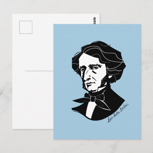 Louis-Hector Berlioz (op gekleurde achtergrond) Briefkaart (Voorkant / Achterkant)