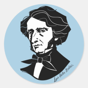 Louis-Hector Berlioz (op gekleurde achtergrond) Ronde Sticker