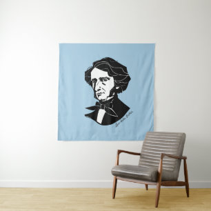 Louis-Hector Berlioz (op gekleurde achtergrond) Wandkleed