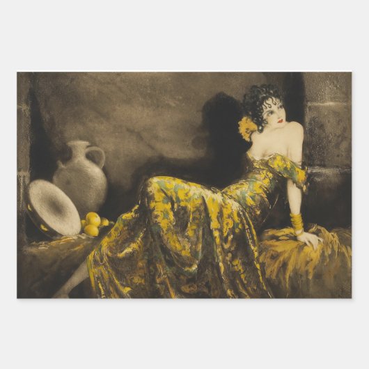 Louis Icart 1940's Decoupage Decoupaging van 1950 Inpakpapier Vel (Voorkant)