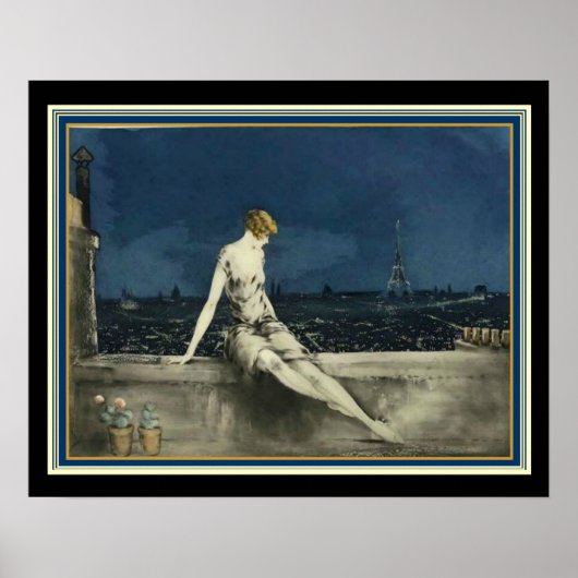 Louis Icart "Balcony in Paris" Deco Print 16x20 (Voorkant)