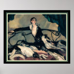 Louis Icart "Girl with Greyhounds" 16 x 20 Poster<br><div class="desc">Colorful,  Art Deco Print door Louis Icart</div>