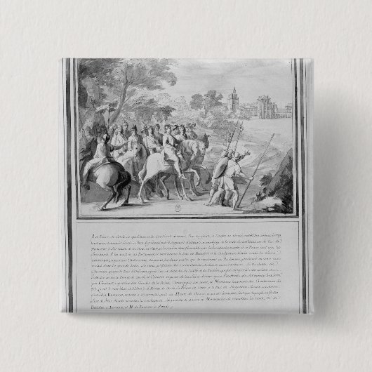 Louis II de Bourbon Prince met Vierkante Button 5,1 Cm (Voorkant)