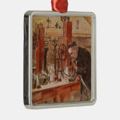 Louis Pasteur experimenteert Metalen Ornament (Rechts)