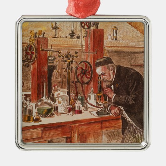Louis Pasteur experimenteert Metalen Ornament (Voorkant)