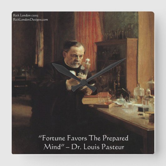 Louis Pasteur "Geluk" Quote Wandklok (Voorkant)