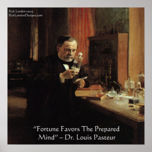 Louis Pasteur "Geluk" Wijsheid Quote Poster