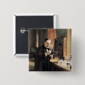 Louis Pasteur in zijn Laboratorium, 1885 Vierkante Button 5,1 Cm (Voorkant /achterkant)