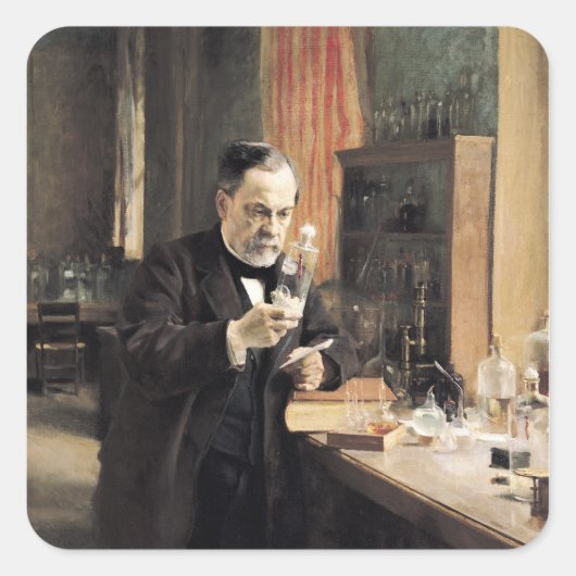 Louis Pasteur in zijn Laboratorium, 1885 Vierkante Sticker (Voorkant)