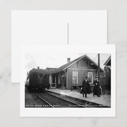 Louis Pesha Ann Arbor Railroad Depot Shepherd, MI Briefkaart (Voorkant / Achterkant)