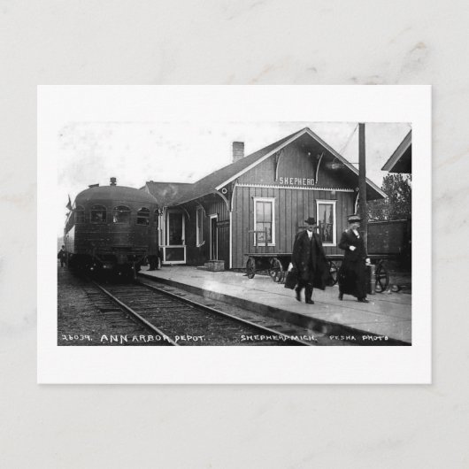 Louis Pesha Ann Arbor Railroad Depot Shepherd, MI Briefkaart (Voorkant)