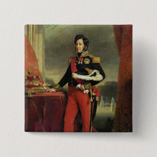 Louis-Philippe I, koning van Frankrijk Vierkante Button 5,1 Cm (Voorkant)