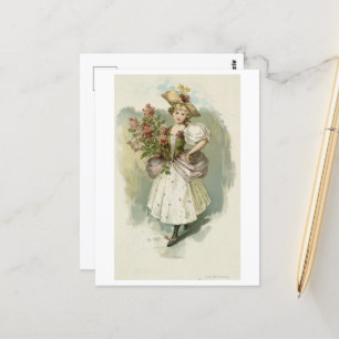 Louis Prang, meisje met Lilacs Briefkaart