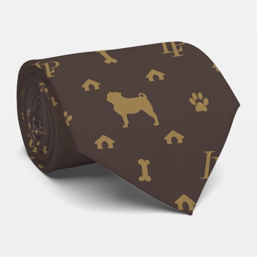 Louis Pug Face Luxury Dog Pattern Stropdas (Opgerold)