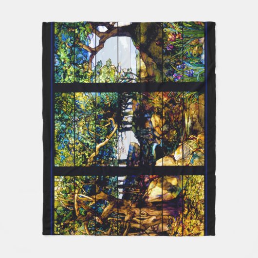 Louis Tiffany Glas in lood Raamlandschap Fleece Deken (Voorkant)