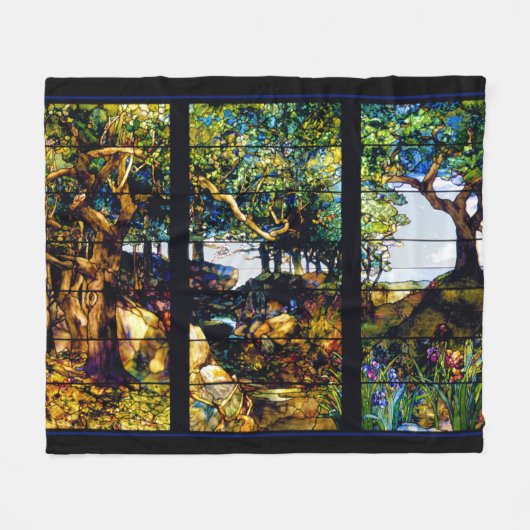 Louis Tiffany Glas in lood Raamlandschap Fleece Deken (Voorkant (Horizontaal))