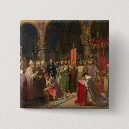 Louis VII de Young, koning van Frankrijk Vierkante Button 5,1 Cm (Voorkant)