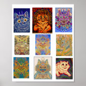 Louis Wain, 9 Psychedelic Cats Poster (Voorkant)