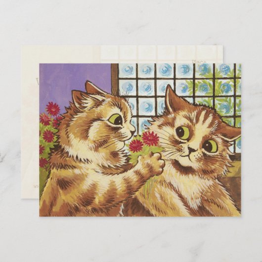 Louis Wain A romantic gesture CC1077 Valentijn Briefkaart (Voorkant / Achterkant)