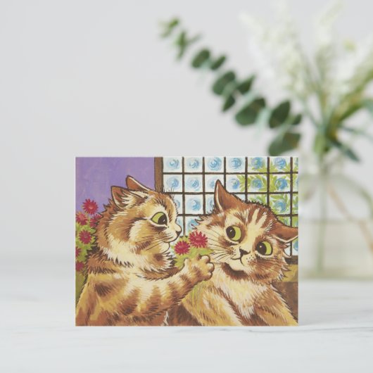 Louis Wain A romantic gesture CC1077 Valentijn Briefkaart (Staand voorkant)