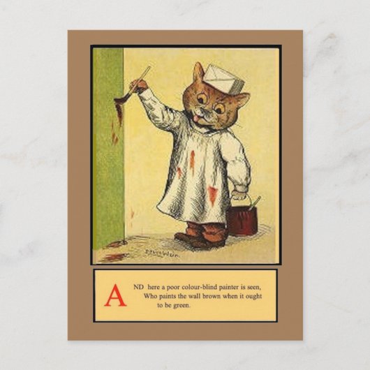 Louis Wain, Alphabet A Cat, Art Briefkaart (Voorkant)